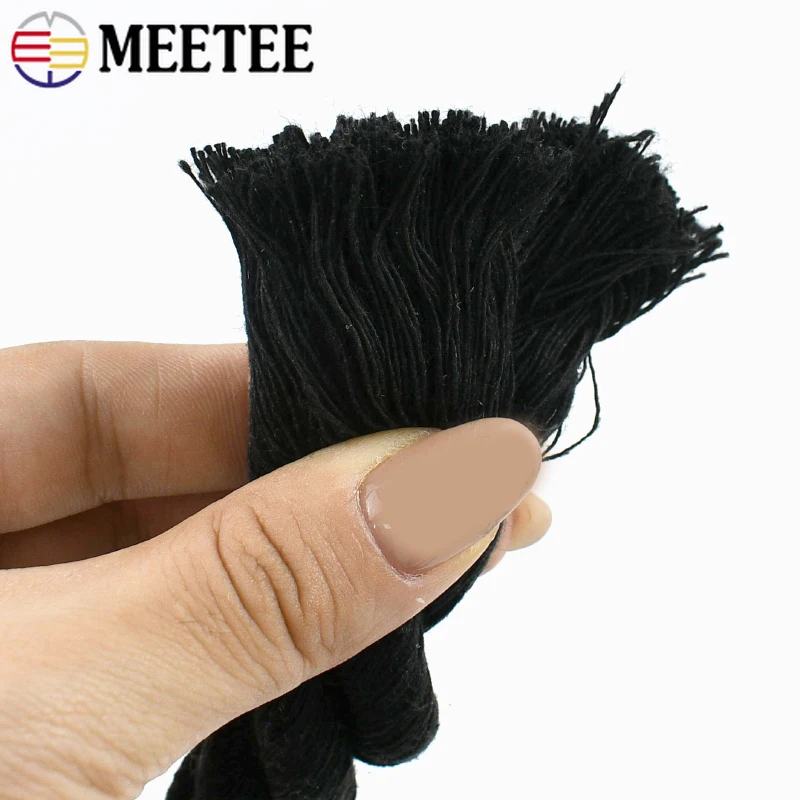 

5-10M 5-20mm 3 Shares Twisted Black Cotton Thread Ropes Macrame Cord Clothes Line Shoes Decor String Cords DIY Crafts Materials