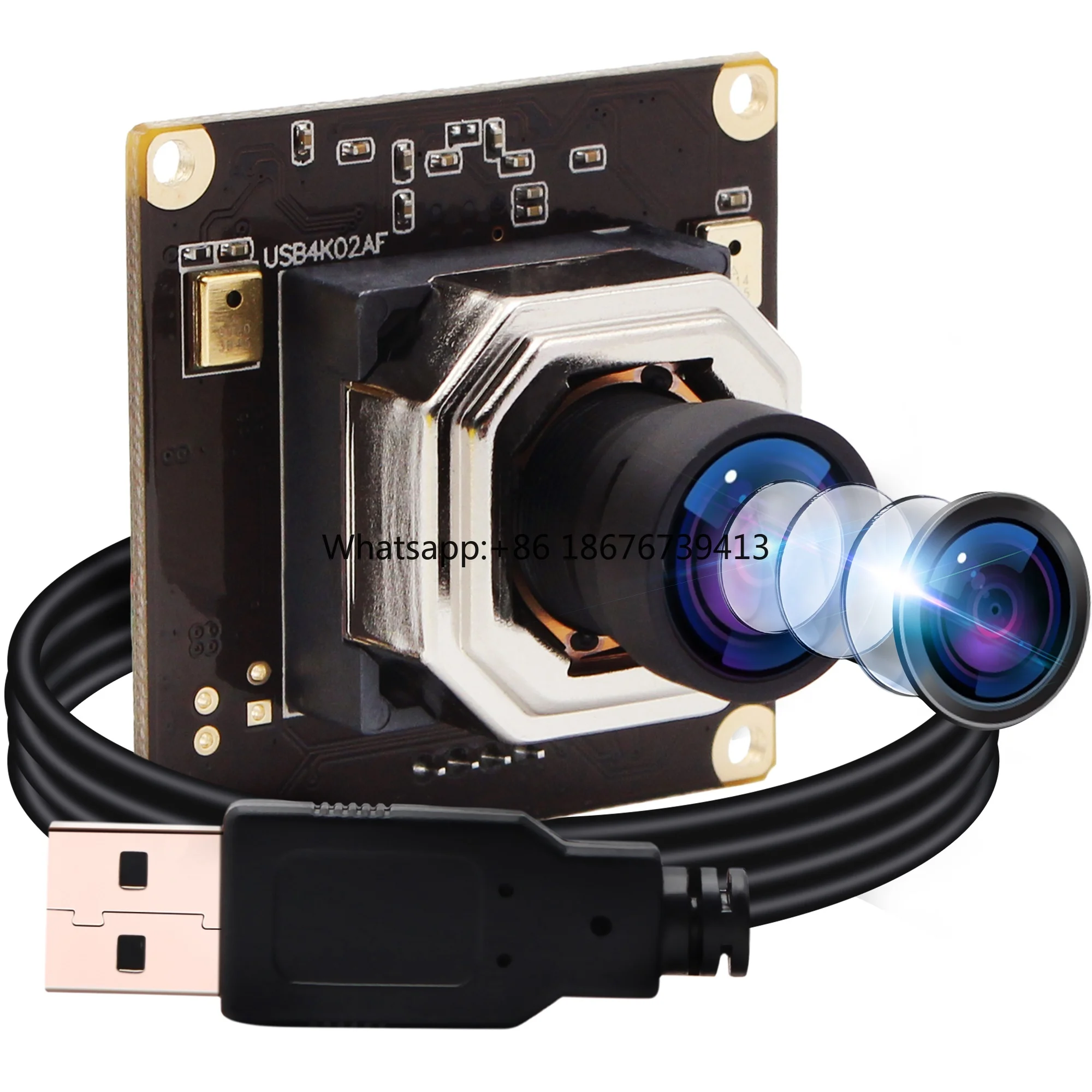 4K Ultra HD 8MP CMOS USB Camera Module IMX415 Sensor Autofocus No Distortion Lens Plug & Play UVC for Lightburn