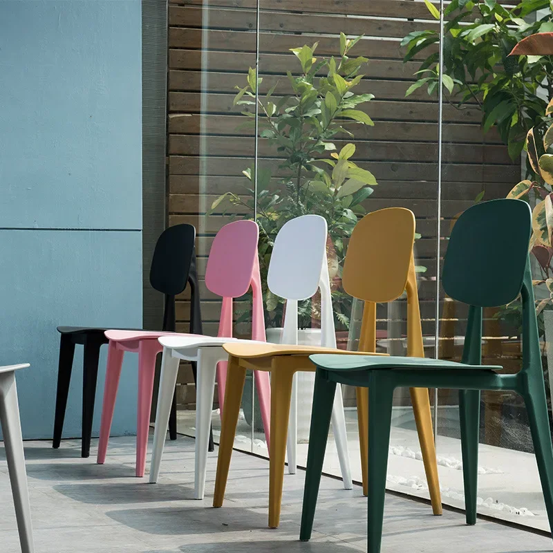 NewMinimalist Load-bearing Large PP Material Dining Chair Outdoor Leisure Backrest Dining Stool Modern Minimalist Makeup Chairs