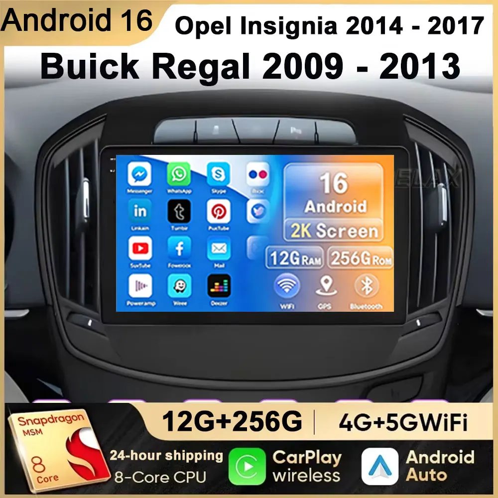 Android 16 Carplay Auto Car Radio For Opel Insignia For Buick Regal 2014 -2017 Car Multimedia Video Player GPS Head Unit Stereo