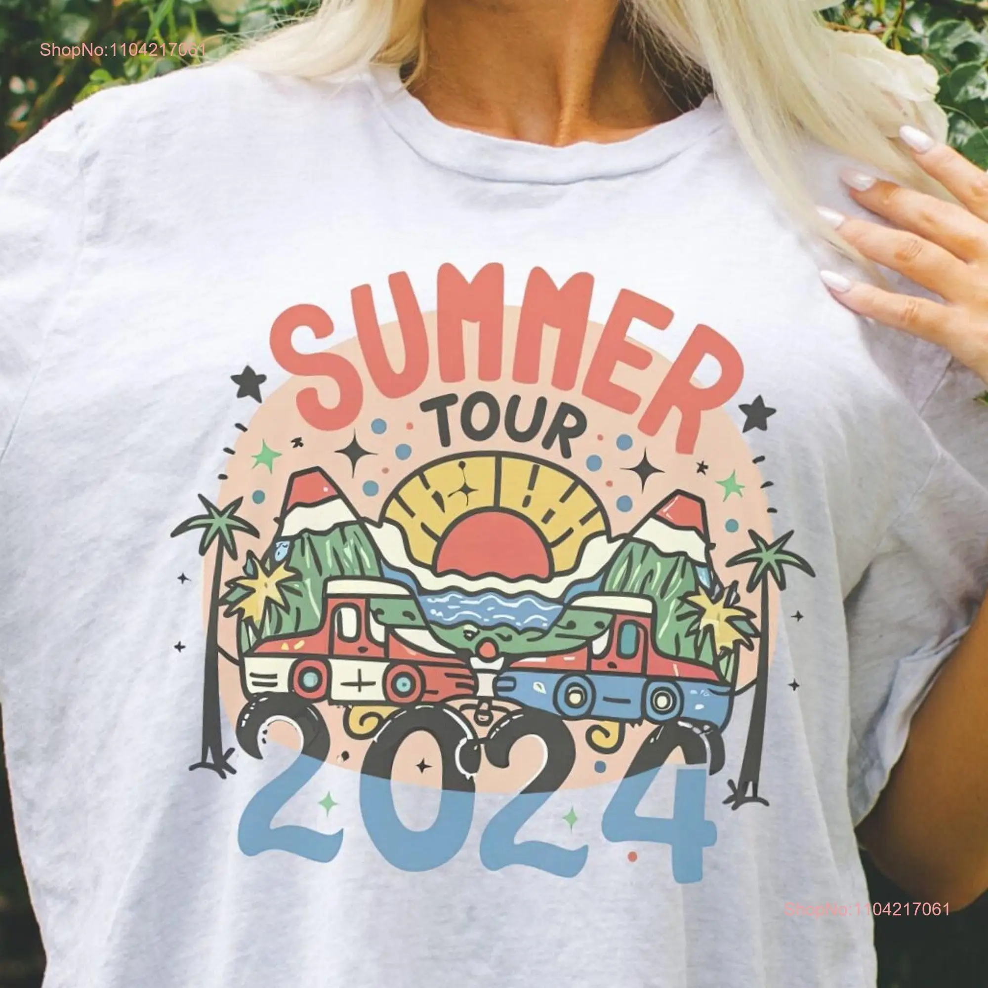 Summer Tour 2024 T shirt Road Trip ConcerT Music For Her Band Vintage Rock Guitar Boho long or short sleeves