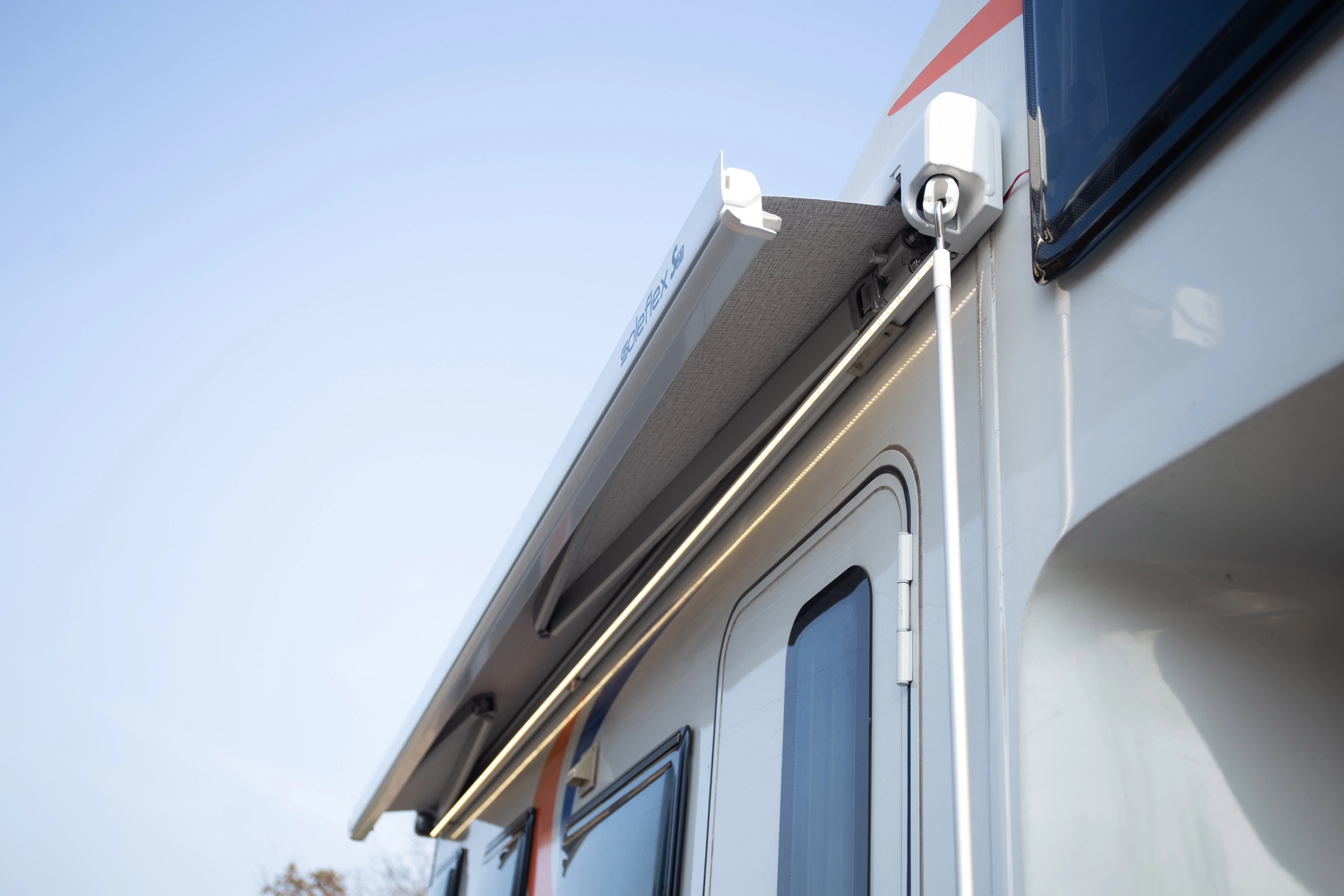 Electric Caravan Sun Tent 300x250cm, Heavy Duty Sun Shade, With LED Light Strip, For Outdoor Travel Van, Camper Modification