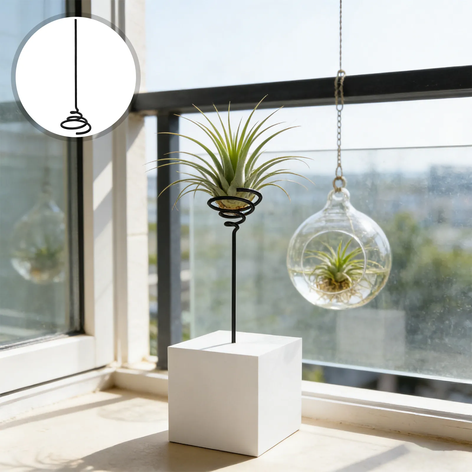 6Pcs Air Plant Holder Geometric Metal Electroplated Tillandsia Stand Desktop Wall Flower Display Rack Air Plant Display Stand