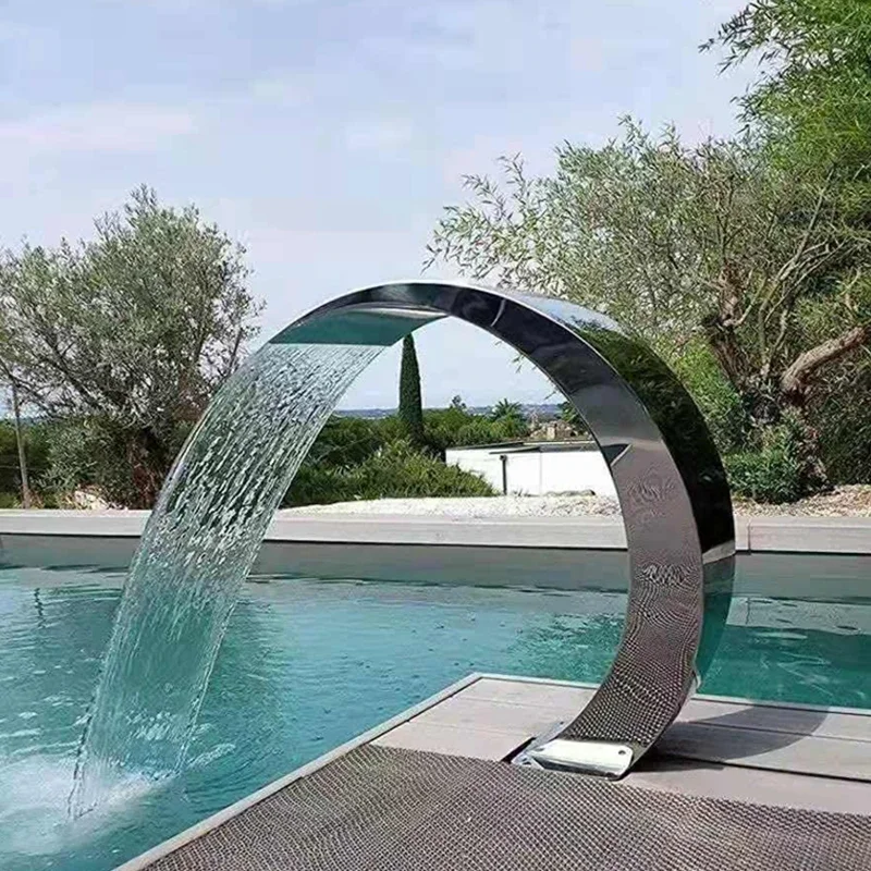 Swimming Pool Water Curtain Stainless Steel Arcuate Waterfall strip Water Jet Cascade Outdoor Garden Pool SPA Shower Decoration