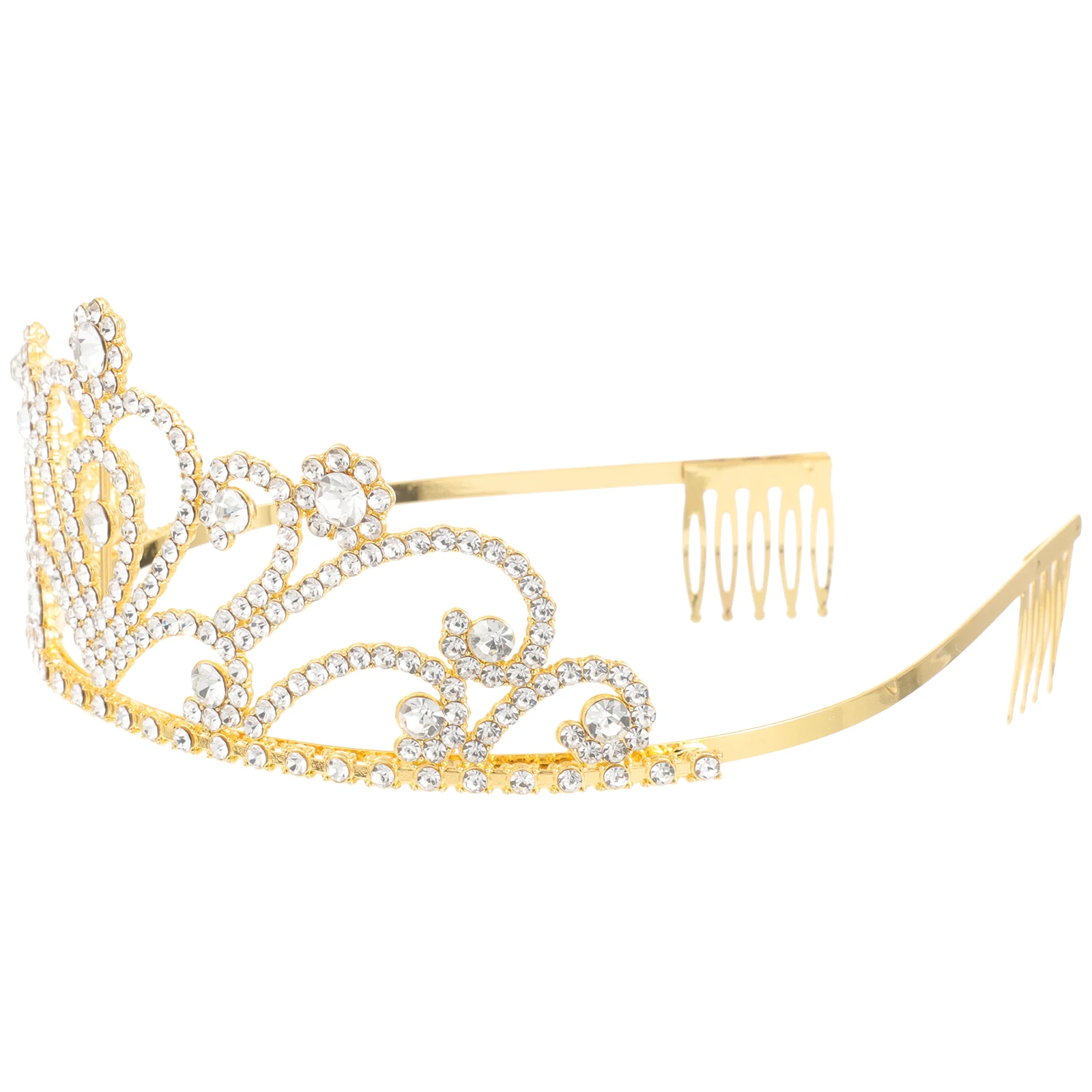 

Wedding Crown Hair Accessory Golden Heart Crystal Tiara Bridal Shower Headpiece Hairstyle Tool For Prom Party Photo Props