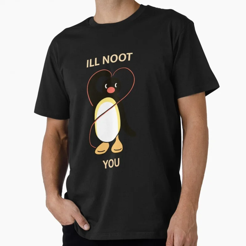 

Noot Noot Pingu meme Gift t shirt for man 1221 Cute penguin Graphic clothes All size tops S-6XL Funny cartoon Tee
