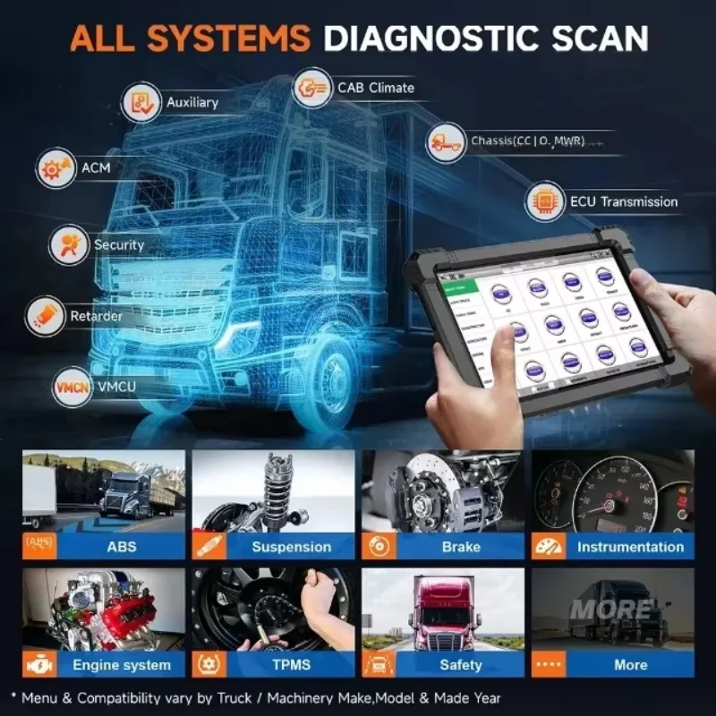 2025 Ancel X7 HD Diesel Heavy Duty Truck Scanner Bi-directional Oil Reset All System OBD2 Diagnostic Tool for 24V Truck&12V Car