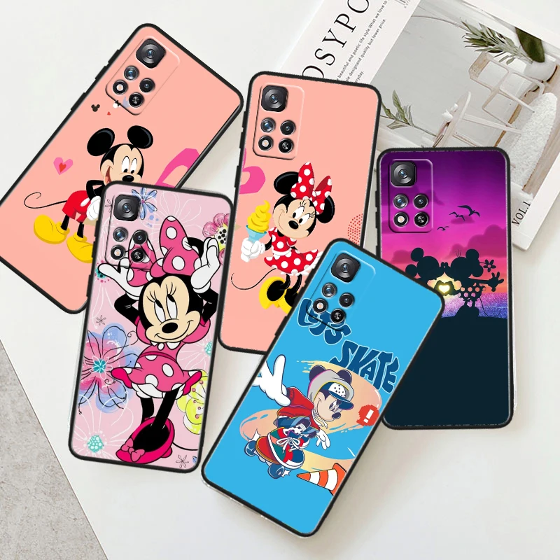 

Disney Mickey Mouse Black Phone Case For Xiaomi Redmi Note 13 12 11 10 9 Pro Plus S T Max E 4G 5G Funda Shell Soft Cover Capa