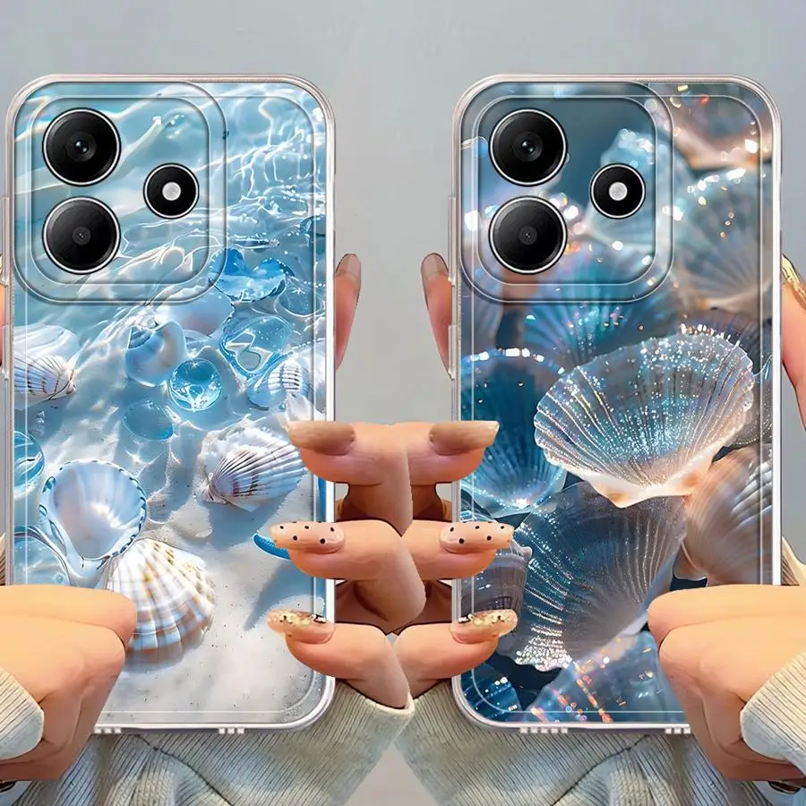 Casing Penutup Ponsel Lembut untuk Xiaomi Redmi Note 13C 9 9S 10S 14 Pro Plus 13 11S 11 A4 12S 12 14C Cangkang Bawah Air Warna-warni