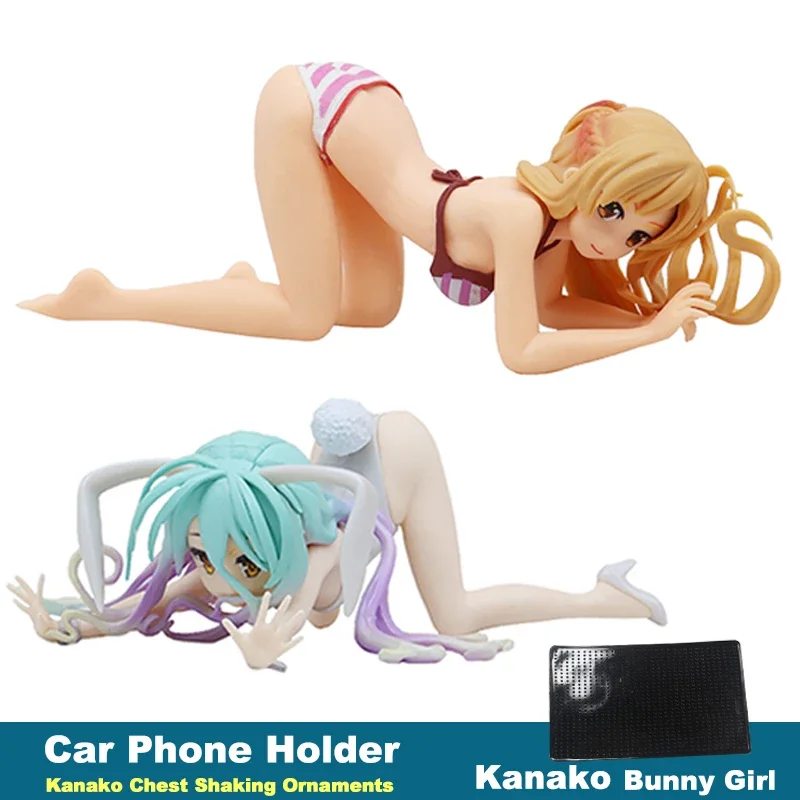 Car Phone Holder Cute Kanako Chest Shaking Ornaments Bikini Beach Bunny Girl Cartoon Anime Auto Dashboard Decoration Interior