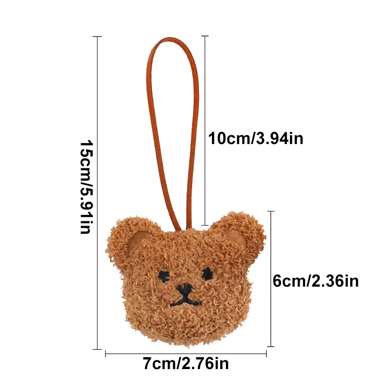 1PC Cute Plush Bear Pendant Key Chain Cartoon Stuffed Bear Dolls Anti-loss Key Ring Kindergarten Children's Name Tag Keyrings