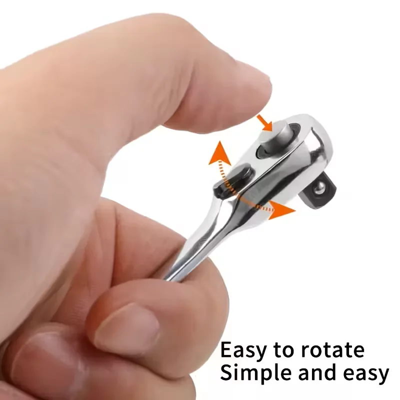 Мини-ключ с трещоткой на 72 зубца для плотных помещений с торцевой отверткой, двусторонние маленькие головки 1/4 дюйма