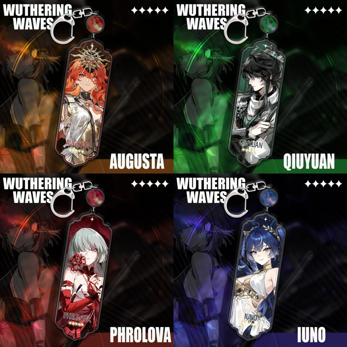 New Wuthering Waves Chisa Phrolova Iuno Augusta Galbrena Keychain Cartoon Anime Strip Pendant Keyring Backpack Jewelry Cute Gift