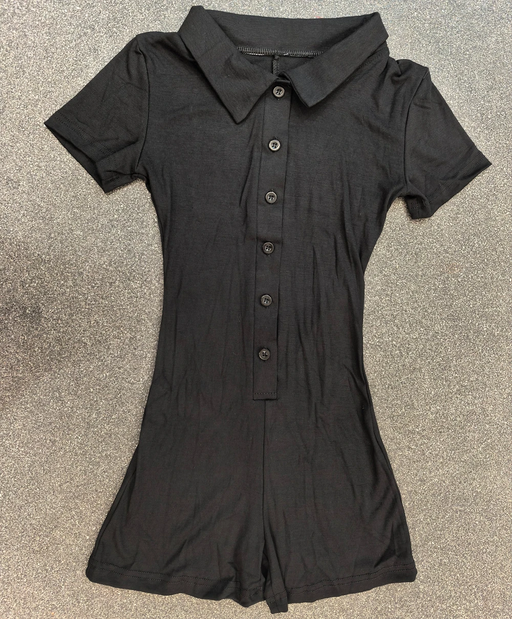 Damen-Romper mit Polokragen und Knopfleiste, Figurbetonter Mini-Jumpsuit, Sexy Frühling-Sommer Streetwear, Einteiliger Yoga-Playsuit – Detail 14