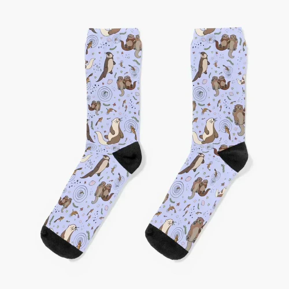 

Otters in Purple Socks winter heated funny sock Socks For Men Women's