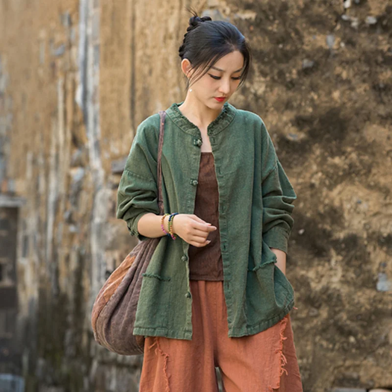 

Long Sleeve T-shirts Vintage Clothes Blouses and Shirts Oversized T-shirt Women Clothes Women's Blouse Cotton and Linen