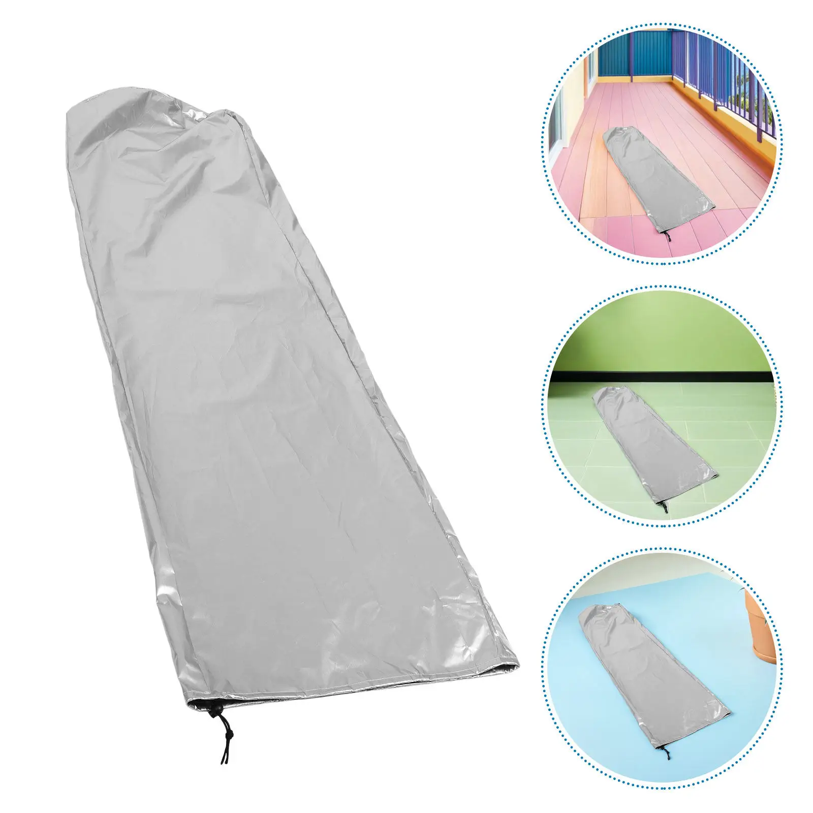 Foldable Ladder Cover Silver Dustproof Waterproof Drawstring Patio Garden 61x20x2.6 Outdoor Folding Ladder Protector