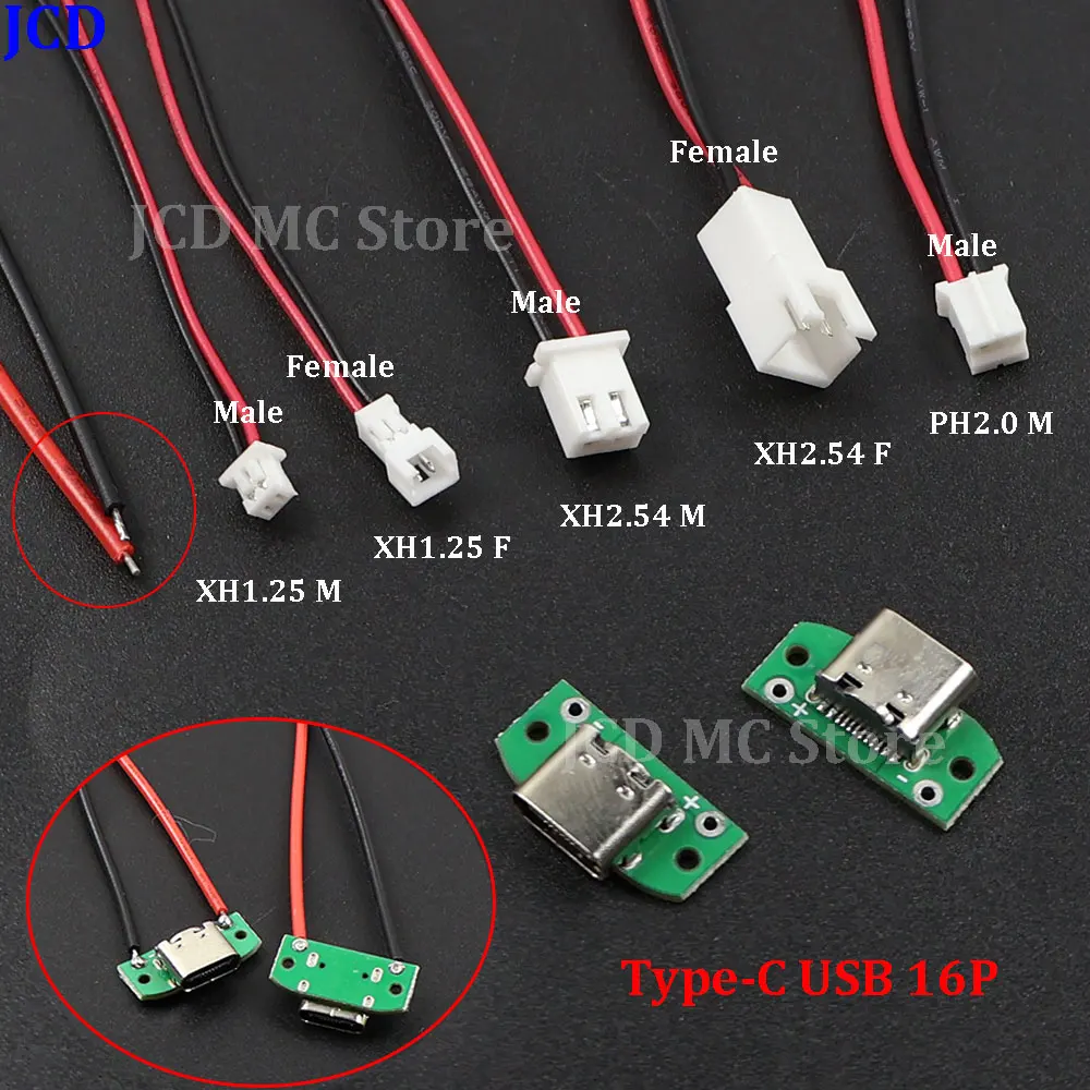 USB 3.1 Type-C Female Test Board Module with Cable XH1.25 XH2.54 PH2.0 USB-16P Power Adapter PCB Board Welding DIY Data Cable