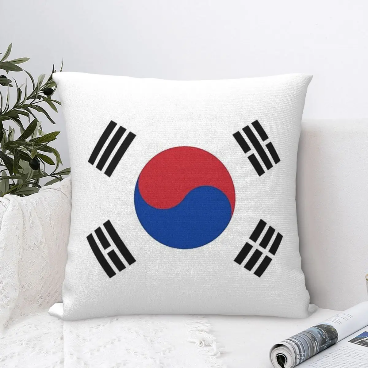 South Korea Flag Square Pillowcase Polyester Pillow Cover Cushion Zip Decorative Comfort Throw Pillow For Home Living Room