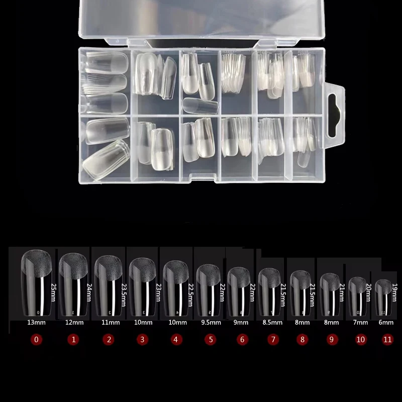120 Piezas Uñas Postizas Transparentes Semi-Mate en Forma de Ataúd, Tips para Extensión de Uñas con Cápsula 5