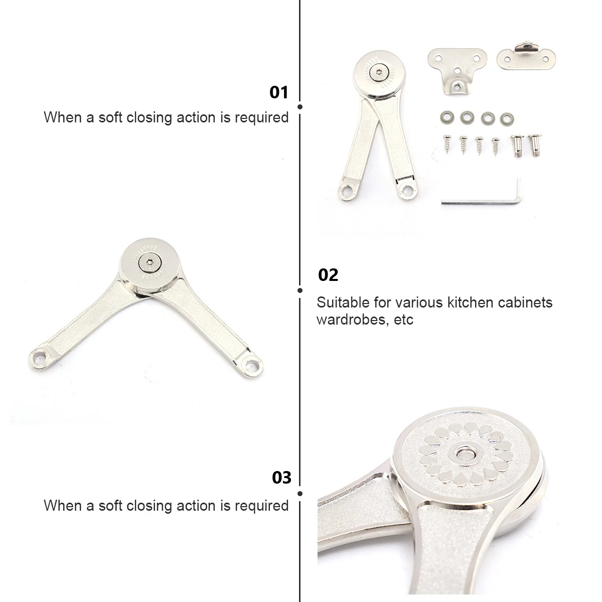 

Folding Lid Support Hinge Rotatable Silver Kitchen Cabinet Hinges Adjustable Left Right Gas Spring Lift Stay Buffer Damper Easy
