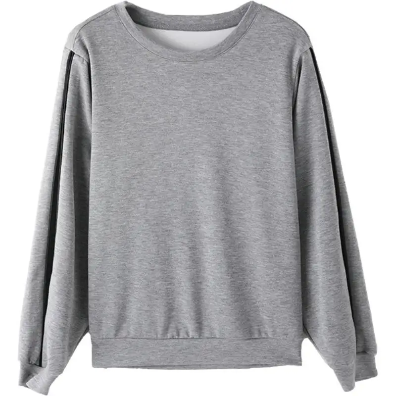 Simple Textured Women\'s Sweaters Spring Autumn New Niche Color Contrast Patchwork Sleeves Stylish Casual All-match Lady Top