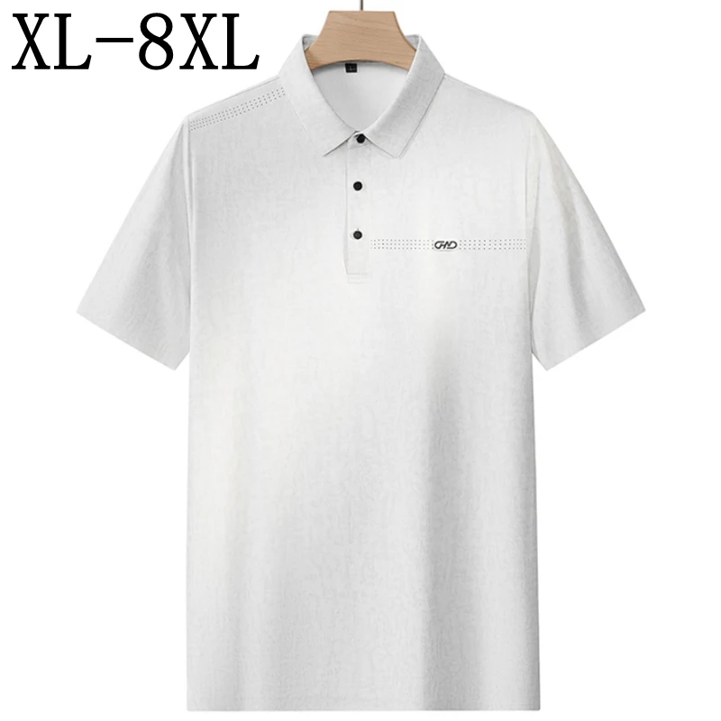 8XL 7XL 6XL 2026 New Summer High End Luxury Breathable Silky Polo Shirt Man Casual Skin Friendly Soft Cool Polos Shirts For Men