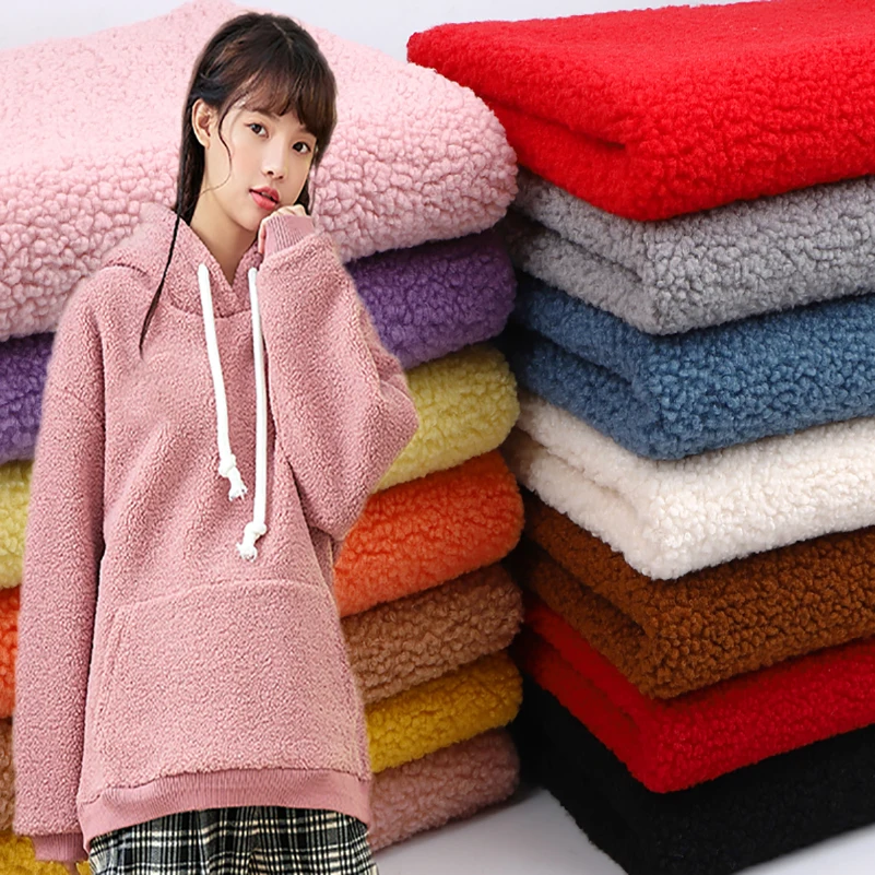 Lambswool Fabric Winter zagęszczony ciepły materiał pluszowa tkanina na lalki do własnoręcznego wykonania szycie ubrań o pół metra