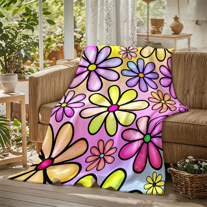 Stained Glass Rainbow Flannel Blanket Perfect for Sofa Office Bed Travel Sleep Read Relax Camping Four Season Use