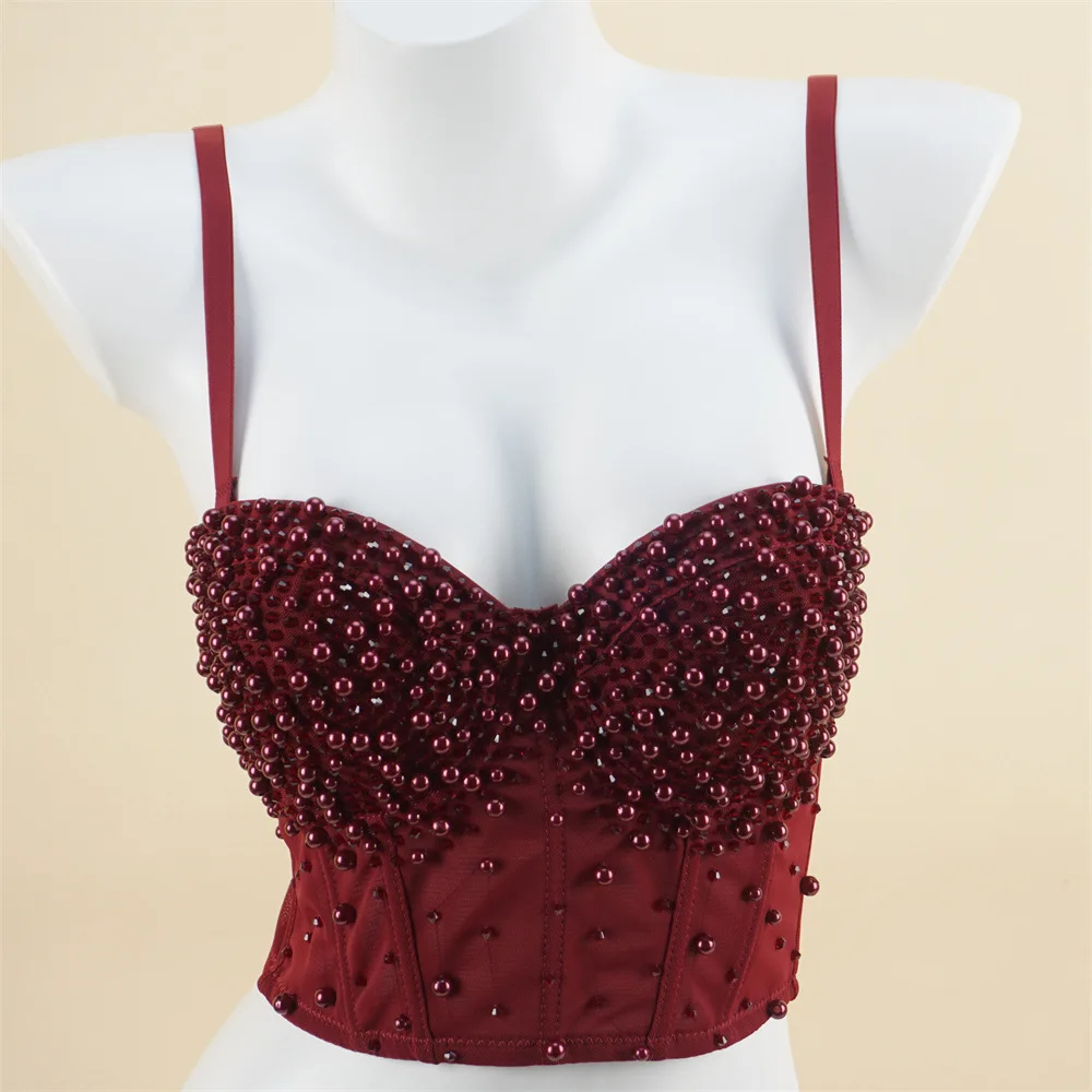 

Thin Section Fishbone Corset Star Beaded Sequins Back Sling Female Spice Girls Sexy Breathable Bra Inside Tops