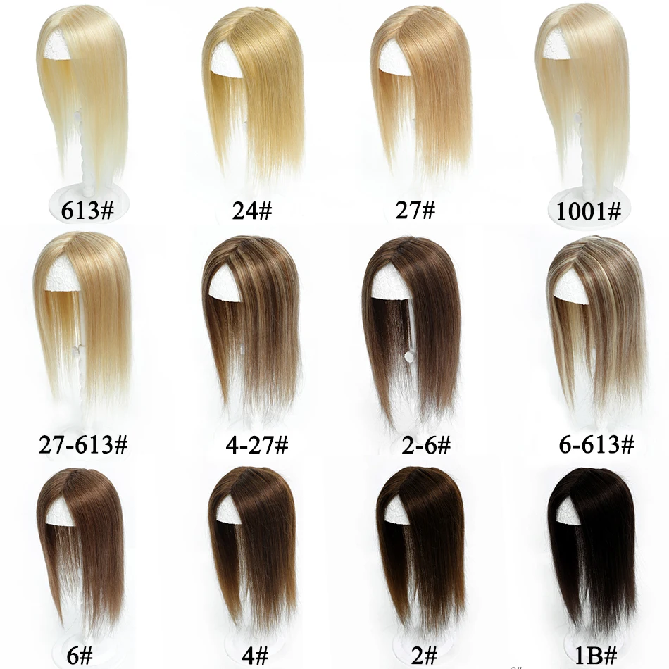 Straight Hair Topper For Women Real Human Hair Blond Hairpieces Machine Made Hair Toppers With 3 Clips Human Hair Toupee