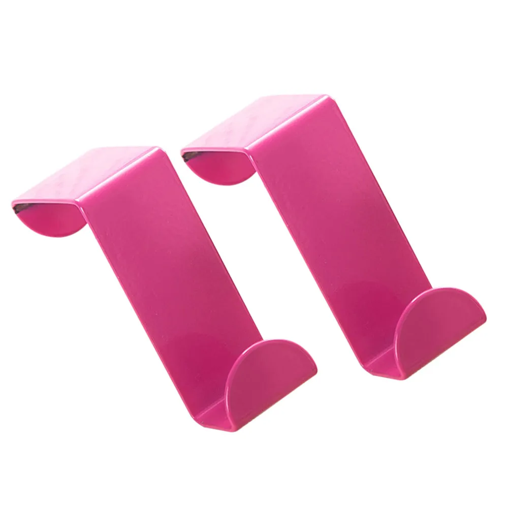 Pair Stainless Steel Over The Door Single Hooks Easy Install Space Saving Clothes Towel Scarf Hat Organizer for Kitchen Bedroom