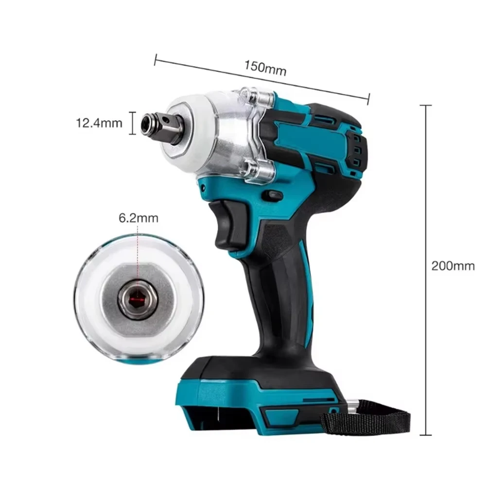 1/2 inch 520NM Brushless Cordless Electric Impact Wrench Power Tools Compatible 18V Battery Wrench with Toolbox Set view 2