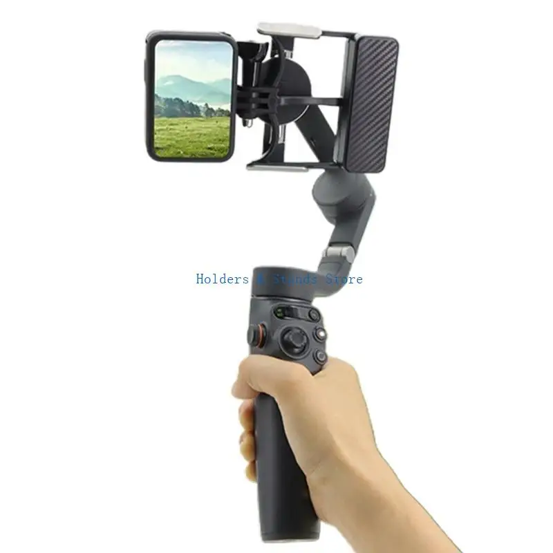 Y4UE Action Camera Switches Adapter Handheld Gimbal Mount Supports Horizontal & Vertical for OM 6/5/4/3,for Action 4