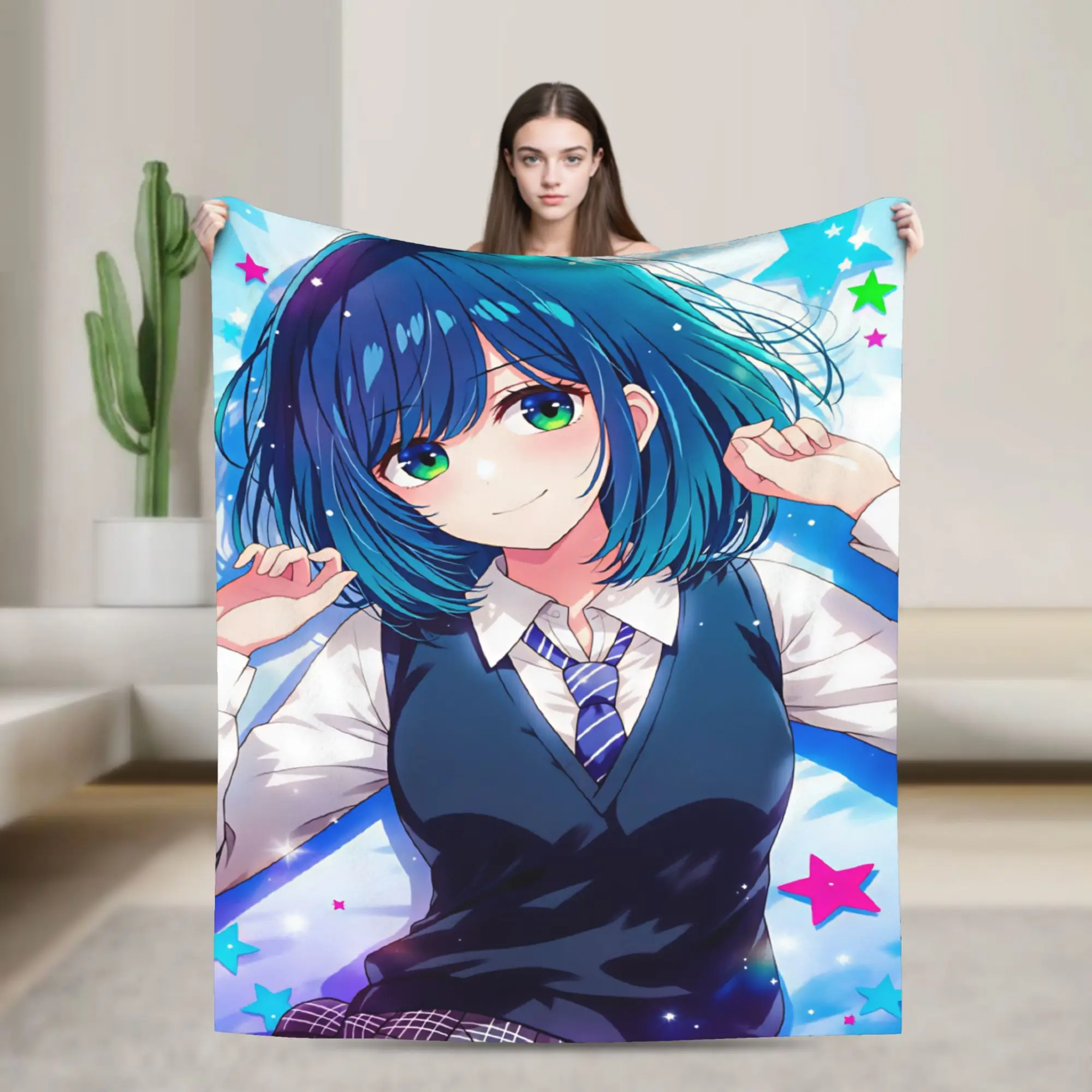 Akane Lize Singer Blanket  Airplane Travel Flannel Throw Blanket For Couch Chair Soft Warm Custom DIY Quality Bedspread