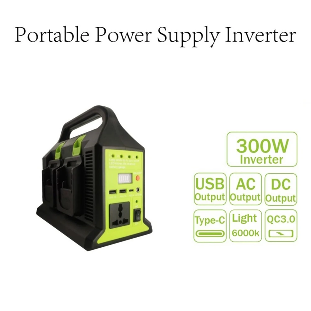 ABYA 300W Dual Sine Wave Inverter for 18V Battery To AC 220V USB PD3.0 Tpye-C Power Bank Converter with Light