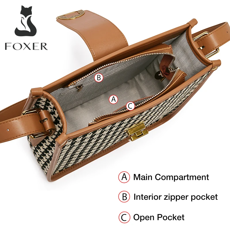 Imagem -04 - Foxer-pu Leather Hasp Underarm Bolsa para Mulheres Bolsa de Ombro de Tecido Viajante Bolsa de Moda Feminina Bolsa Feminina