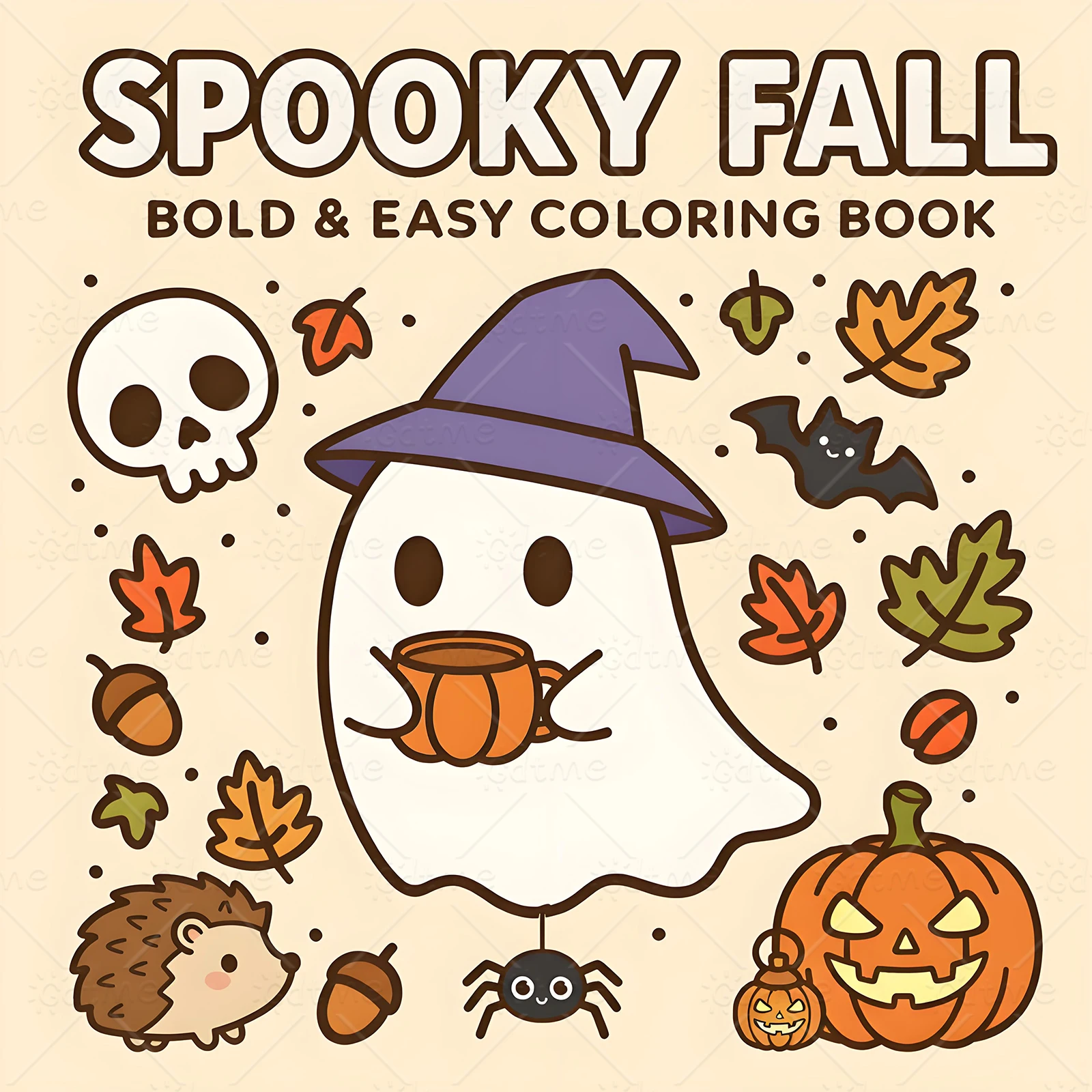 SPOOKY FALL Bold-easy Patterns Coloring Book for Adults Cute Drawing Book Perfect Gift for Party and Birthday