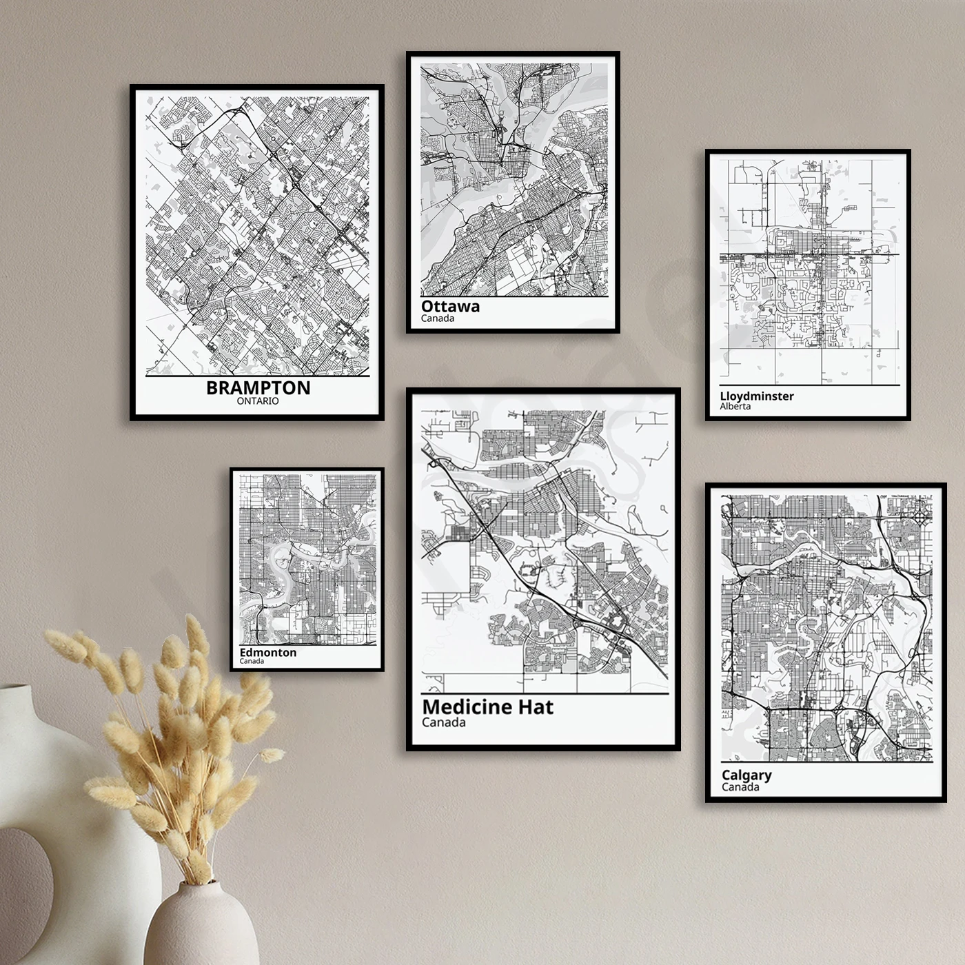 Medicine Hat. Edmonton Calgary Lloydminster Ottawa Brampton Halifax Mississauga. City Map Poster