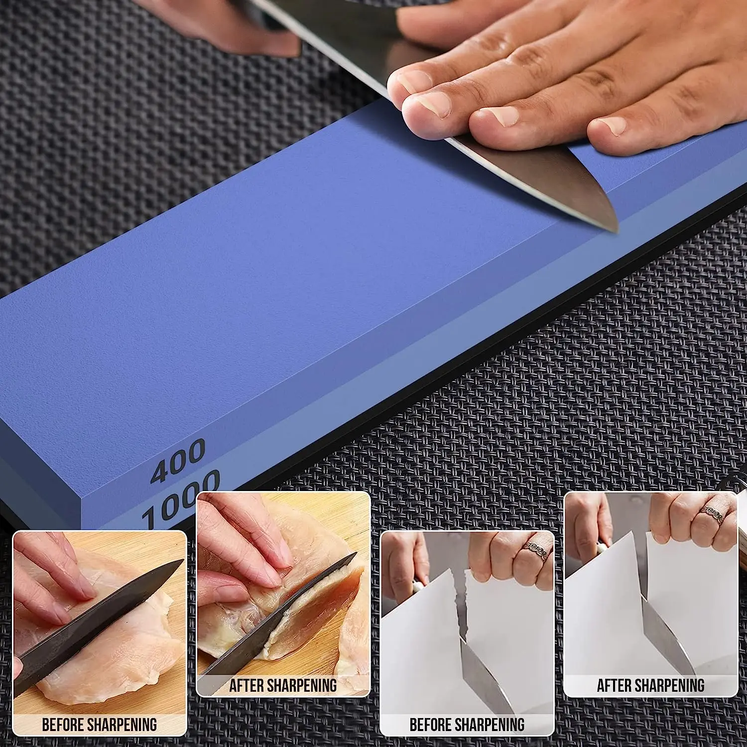 Knife Sharpening Stone Set Premium 4 Side Grit 400/1000 3000/8000 Whetstone Sharpener Kit Professional Sharpening stones