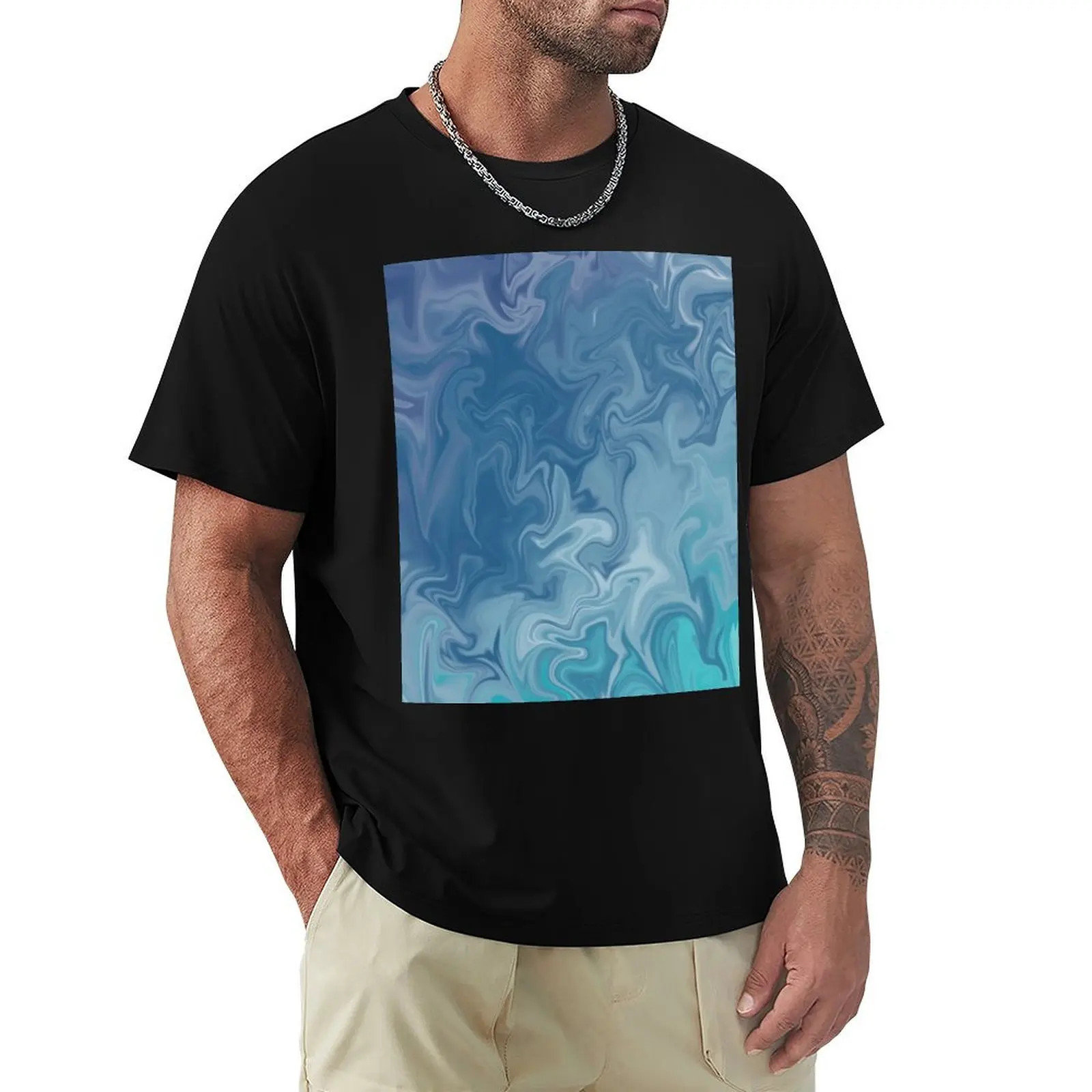 

Swirly Liquified Blue Grey Green Design T-Shirt Aesthetic clothing tees clothing for men