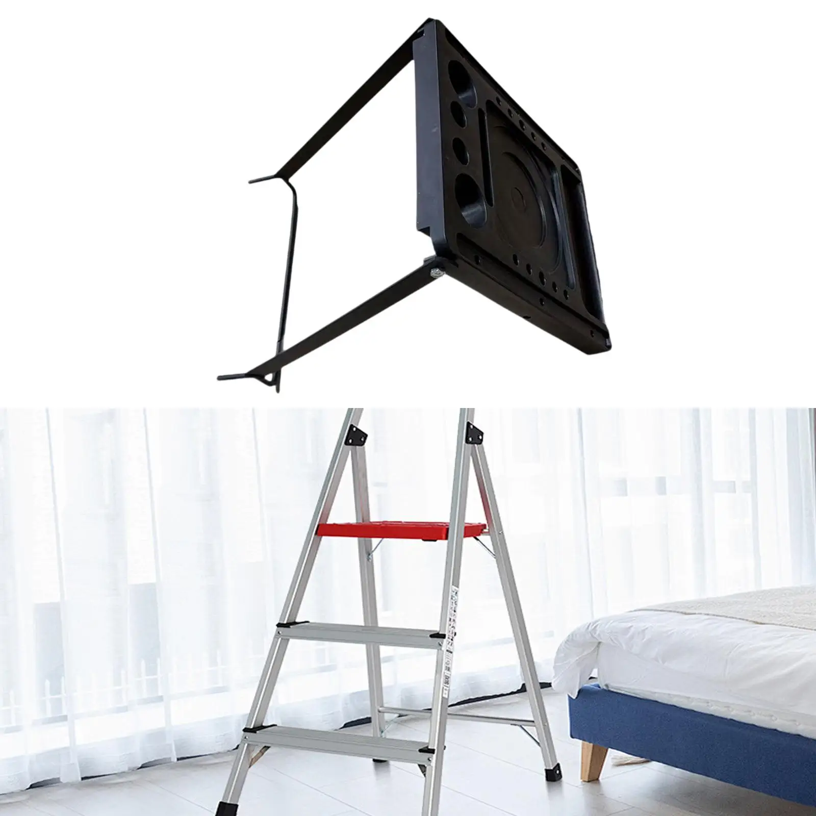 Portable Ladder Work Platform Space Saving Folding Step Ladder Tray for Painters Tools Home Balcony Garden