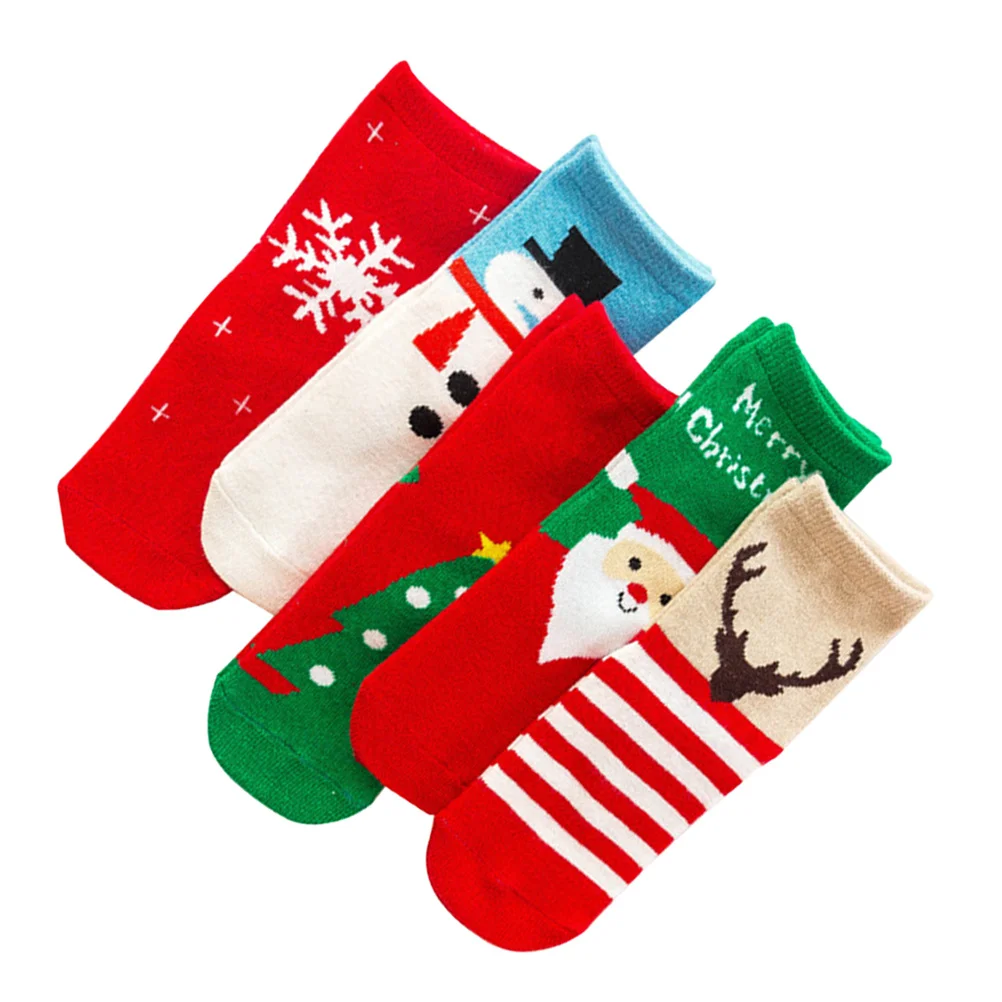 

5Pair Kids Winter Socks Cotton Warm Christmas Stockings Comfortable for Children 12-14cm Foot Length Kids Warm Socks