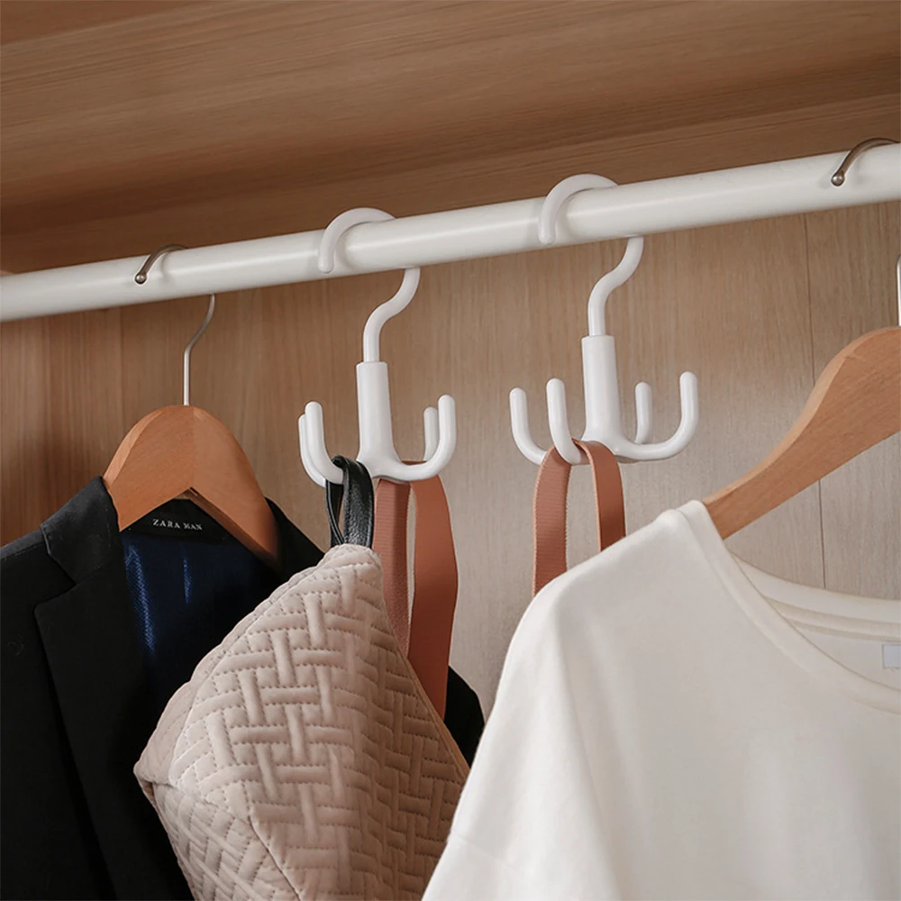 Four Claw Rotating Hanger Hook for Handbags Purses Belts Scarves Ties Necklaces Hat Light Clothes Closet Organizer Storage Hook