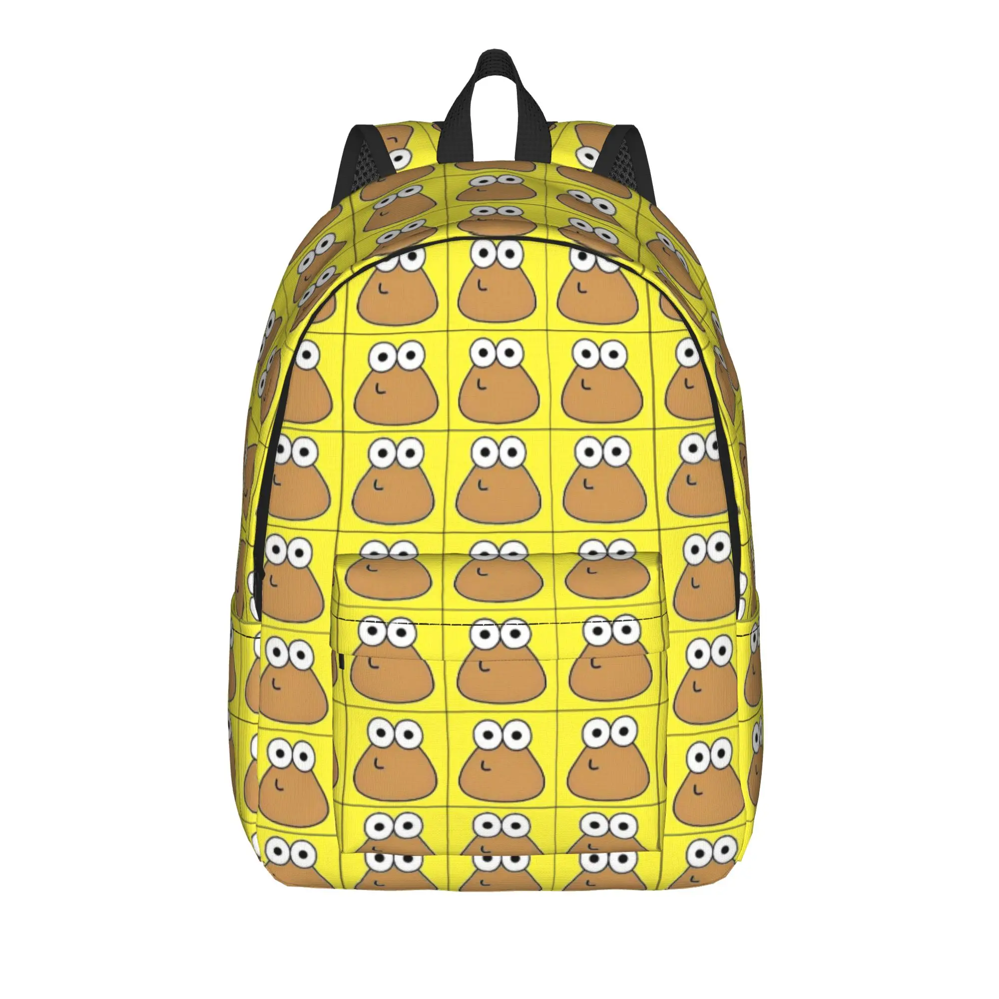 Virtual-Alien Pet P-Pou Casual Backpack Outdoor Student Work Cartoon Game Daypack for Men Women Laptop Computer Canvas Bags