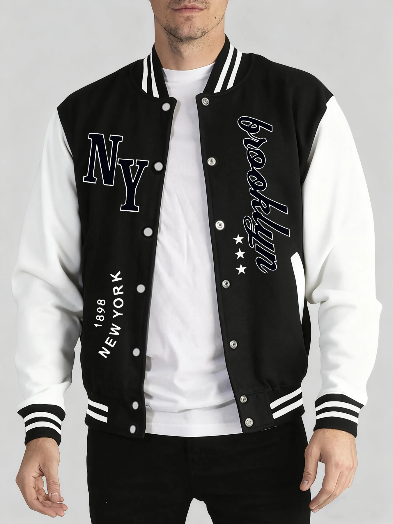 

London Creative Letter Printing Man Vintage Coat Comfy Hip Hop Jacket Casual Autumn Streetwear Basics All-Match Baseball Jersey