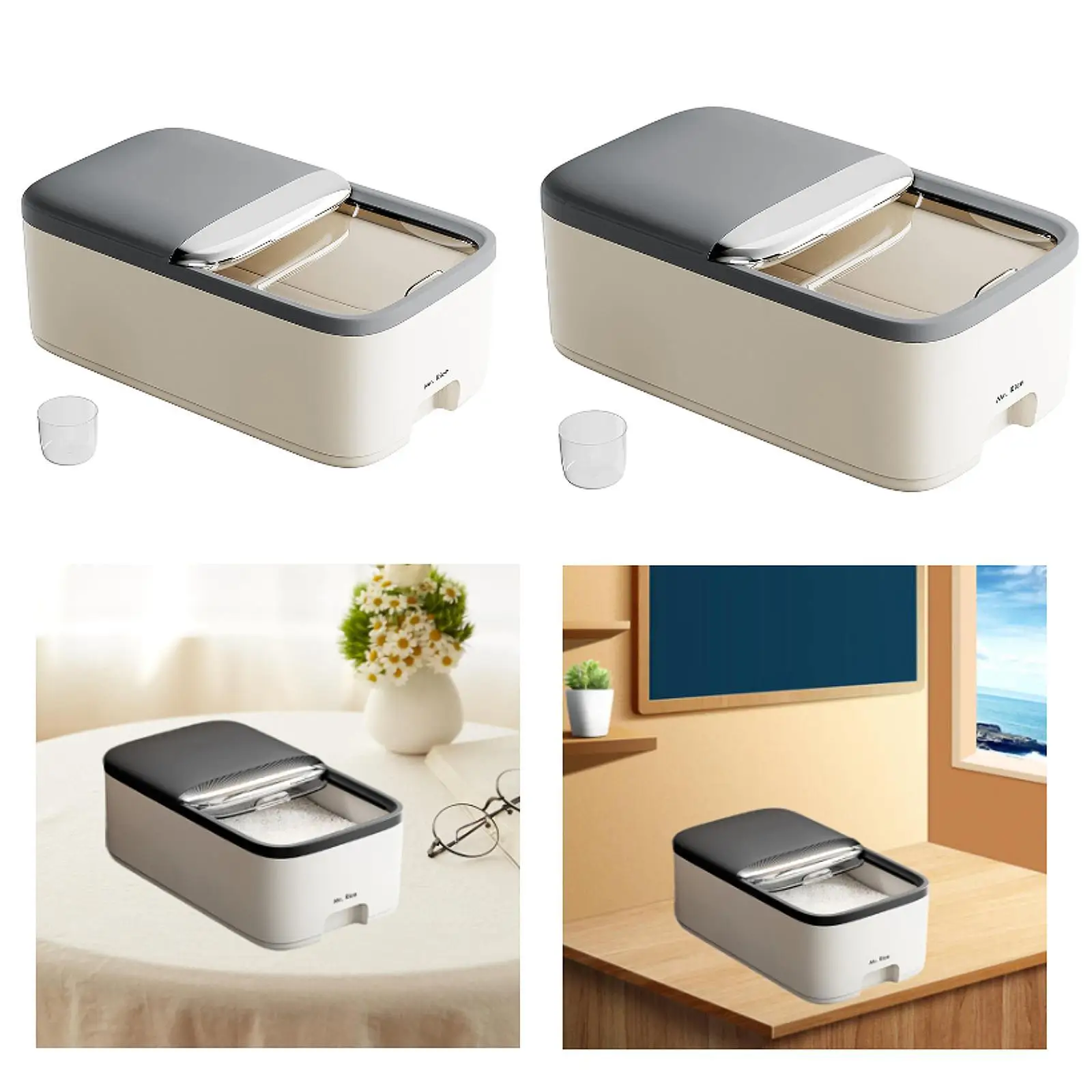 Contenedor de almacenamiento de alimentos, cubo dispensador de cereales hermético, caja de almacenamiento de alimentos para mascotas