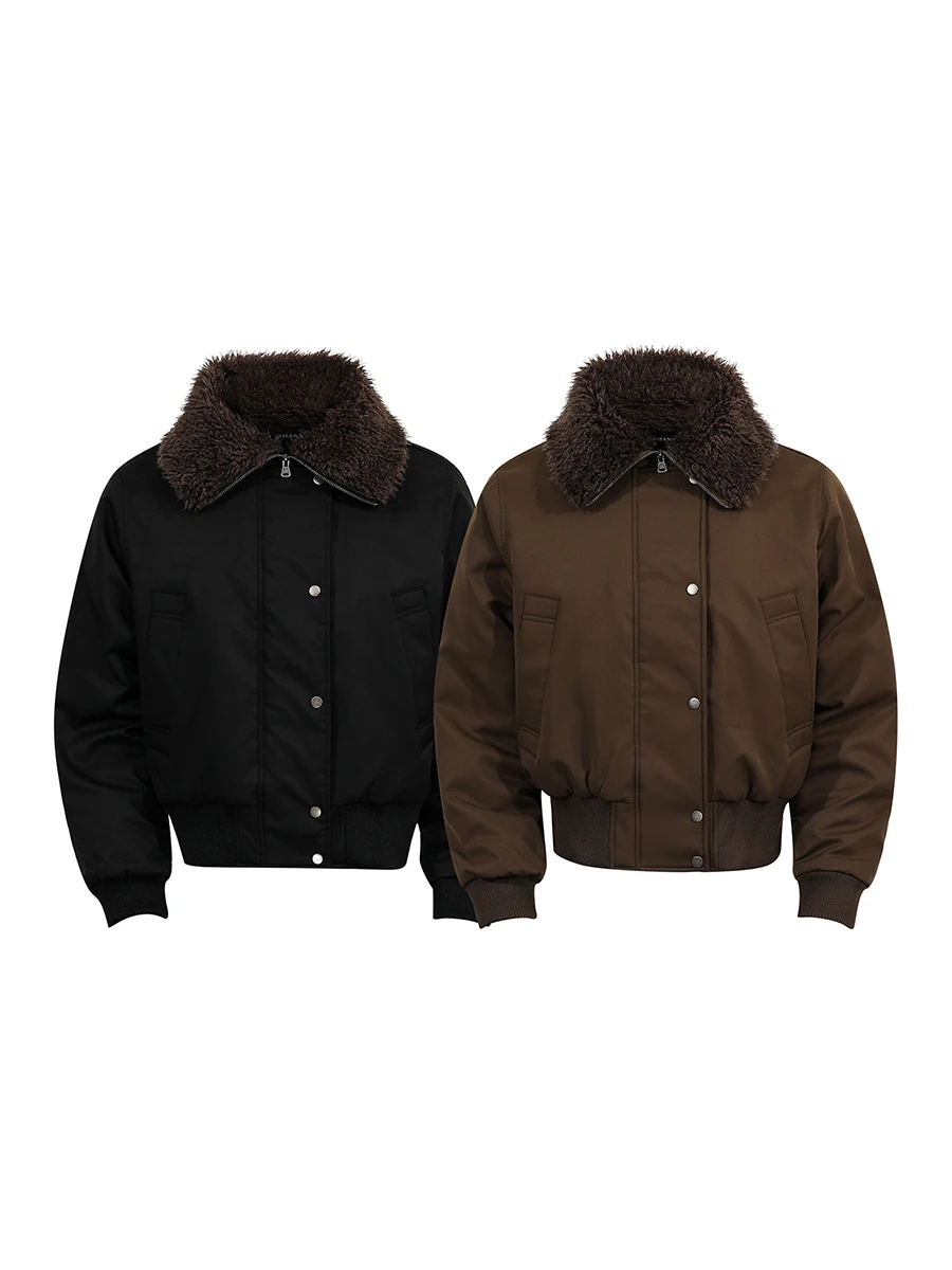 

Пальто-парка TR BRUIFT в американском ретро-стиле, утепленное, с меховым воротником, повседневное, с длинными рукавами, на пуговицах