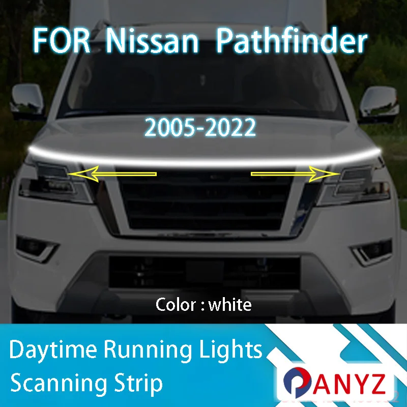 

ДЛЯ Nissan PATROL 2003-2024 светодиодные дневные ходовые огни сканирования капота автомобиля DRL направляющая декоративная лампа окружающего света 12 В