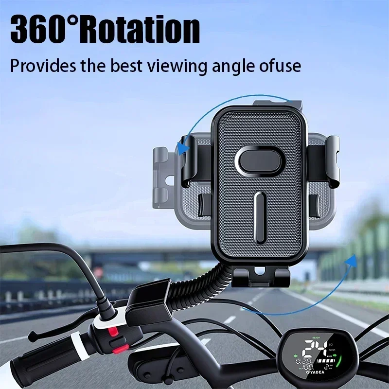 360° Rotatable Bike Motorcycle Phone Mount Holder Handlebar Rearview Mirror Cell phone Clip for 4.7